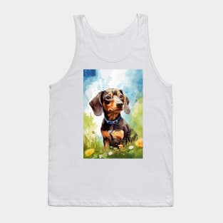 Cute Adorable Dachshund on a Sunny Day Tank Top